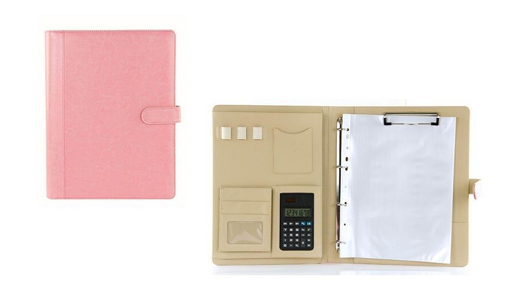 Multifunctionele map  a4 ,  pu-lederen documentenmappen met 4- ringen in briefformaat. voor documentenmappen van 8.5 x 11 inch.: Roze 2