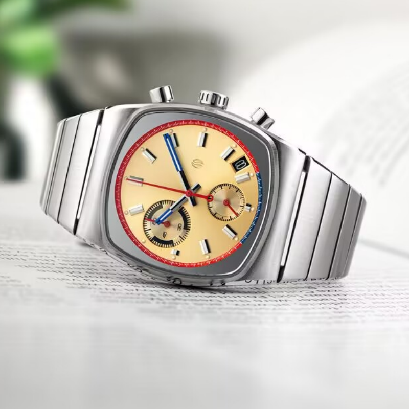 CILOA hochwertige quadratische Herrenuhr Vintage Automatik Herrenuhren für Herren Edelstahl High-End-Sportgeschenke Armbanduhren: Gold
