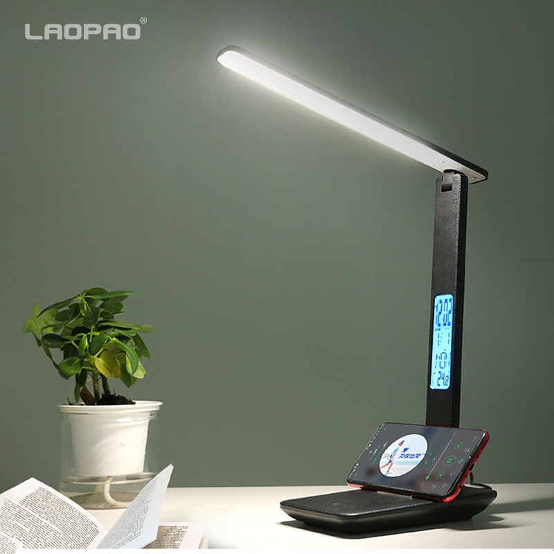 Moderne Business Led Bureau Lamp Touch Dimbare Opvouwbaar Met Kalender Temperatuur Wekker Tafel Leeslamp Laopao