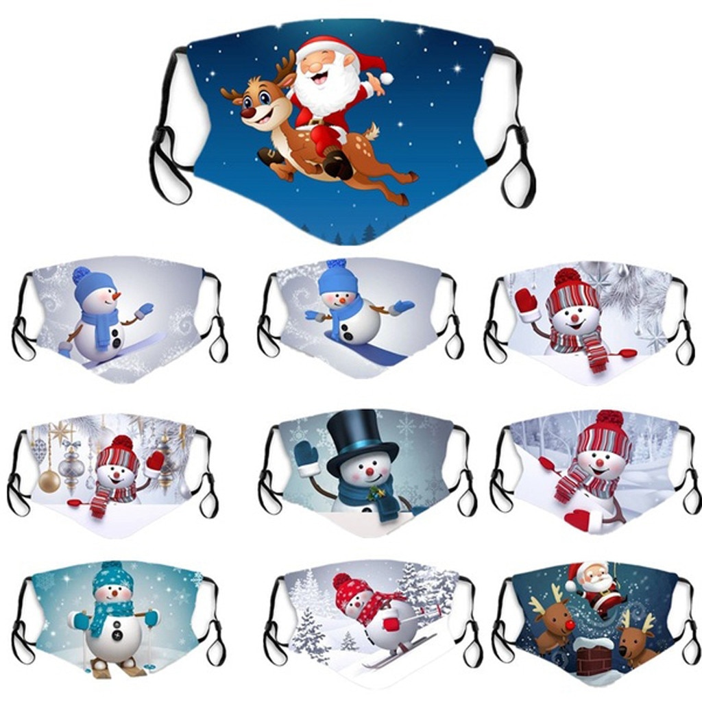 Mund Abdeckung Unisex Weihnachten Schneemann Druck Baseball Kappe Hut Einstellbare Waschbar Winddicht Hut Facecover