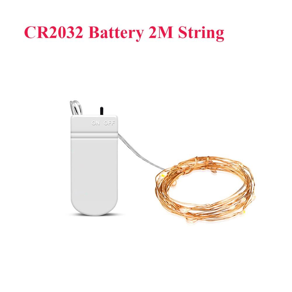 10M 20M LED Solar- Schnur 2M 5M Batterie Energie Kupfer Draht Gebühr Girlande licht Weihnachten Hochzeit Party Garten Terrasse Dekoration: 2M CR2032 Batterie / warm Weiß