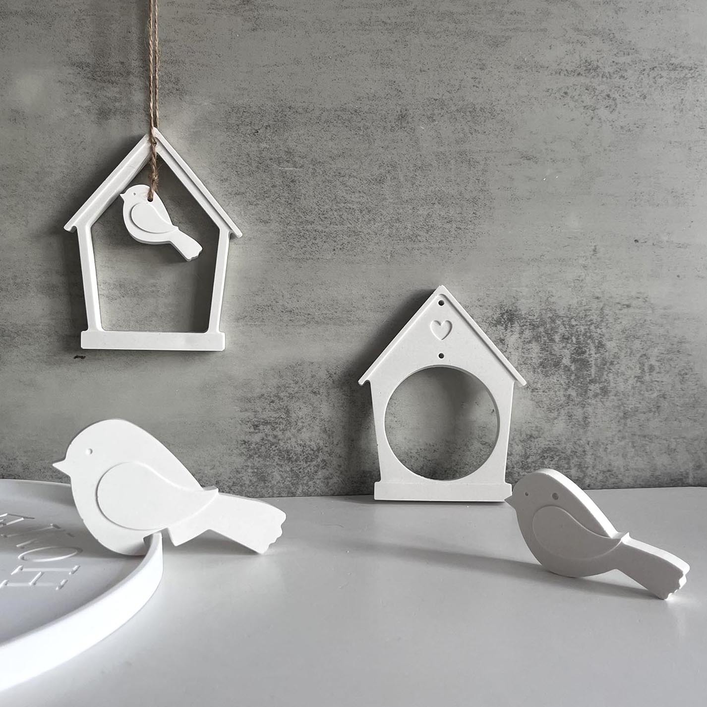 Decoratieve hanger met huisvogel, gemaakt van siliconen, mal voor lentevogel, gipsen ornament.