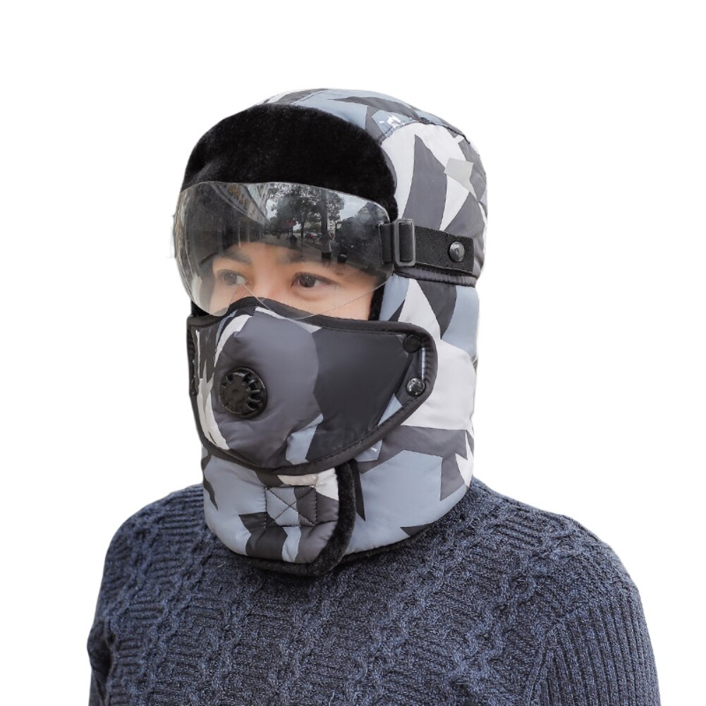 Winter Skiing Warm Hat Outdoor Winter Hiking Cycling Ski Hats Men Women Skiing Waterproof Hood Hat With Glasses Cap Balaclava