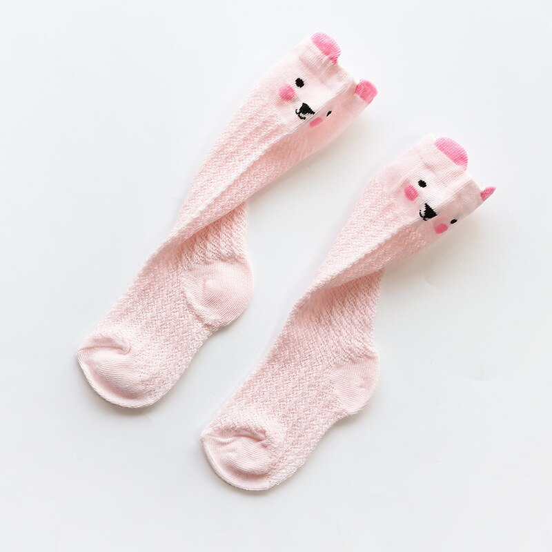 Ultratynde søde dyr strømpe til oy piger benvarmere baby myggesikre strømper børn sokker tegneserie åndbar strømpe: Lyserød / 12-24m