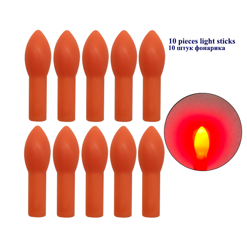 10 Uds. Palos de luz para pesca en el océano, barra luminosa electrónica, palo de luz de mar, varilla eléctrica, herramienta de pesca sin batería: Rojo