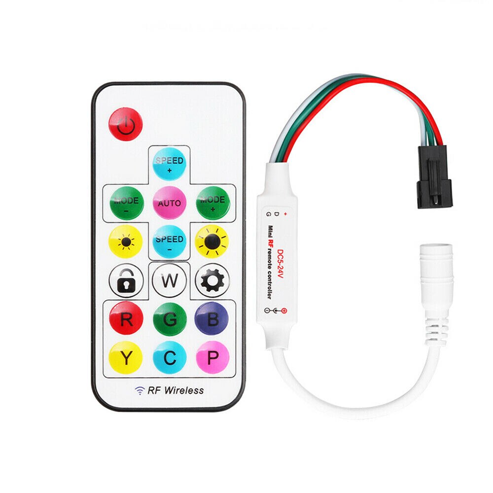 SP104E 17Key Led Rgb Draadloze Afstandsbediening Mini Rf Led Controller Voor WS2812 WS2811 Droom Kleur 5050 Led Light Strip Licht dc 5V-24V