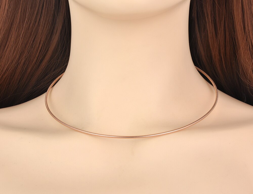 Jeemango simple bohemian rose gold pendant torques for women girls trendy titanium stainless steel office necklace  jn20177