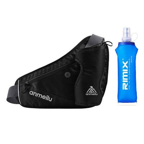 Femmes hommes en cours d'exécution sac de taille avec poche de bouteille d'eau Marathon Jogging ceinture d'hydratation bouteille d'eau hanche taille Pack: black 500ml bottle