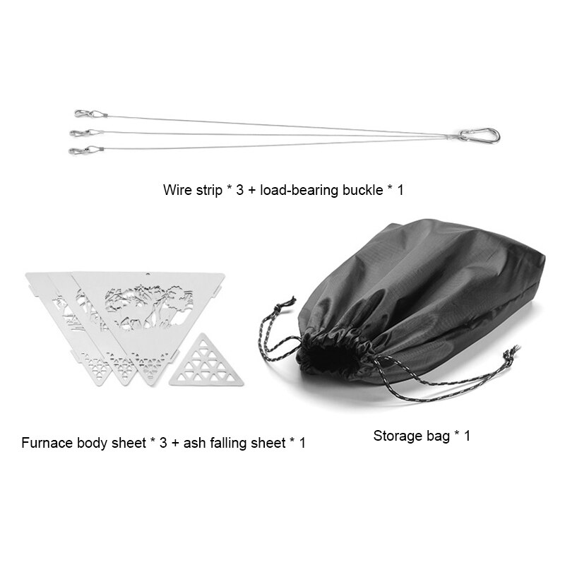 Detachable Bonfire Campfire Pit Camping Hollow Elk Triangular Stoves Stainless Steel Fire Pit Outdoor Barbecue Bonfire SEC88