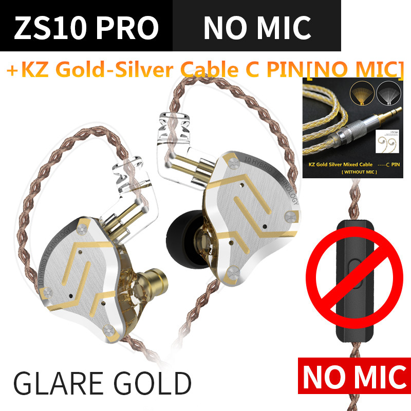 KZ ZS10 Pro 4BA + 1DD Cuffie in metallo ibrido 10 driver HIFI Bass Auricolari In Ear Monitor Sport Auricolari con cancellazione del rumore KZ ZAX ZSX: Azzurro cielo