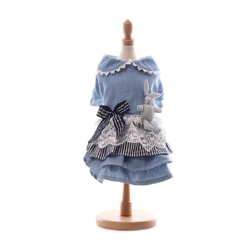 Vestiti per carlino canna Vestito Caldo per L'autunno e L'inverno di colore Blu Vestiti dell'animale Domestico con arco arredamento Cotone di Spessore Carino abiti Ropade Perro: Blu / M