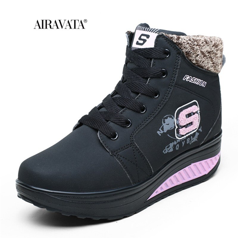 Vrouwen Winter Sneakers Comfortabele Zachte Wandelschoenen Plus Fluwelen Outdoor Warme Schudden Schoenen Dikke Slijtvaste: Black / 40