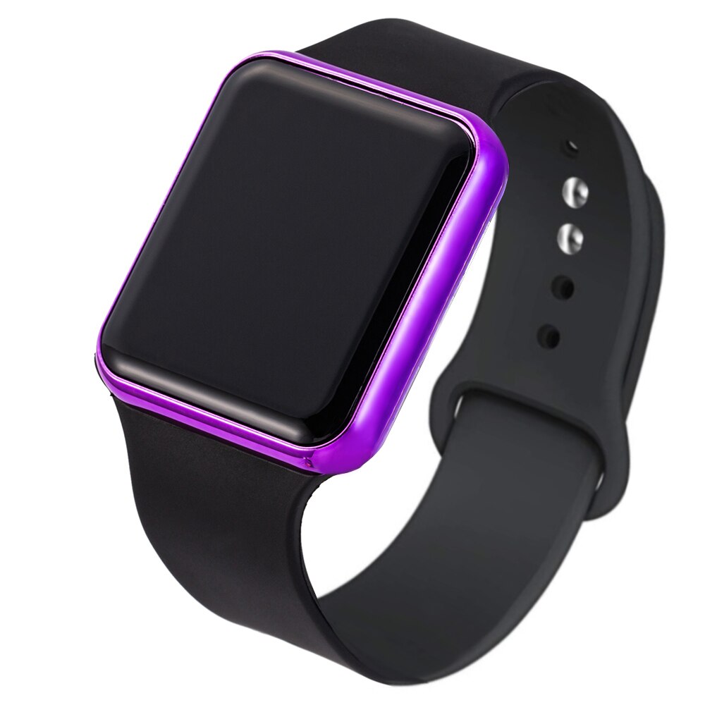 Kvinder mænd unisex sport led digitalt armbåndsur silikonerem elektroniske ure ure relogio feminino: Sort lilla