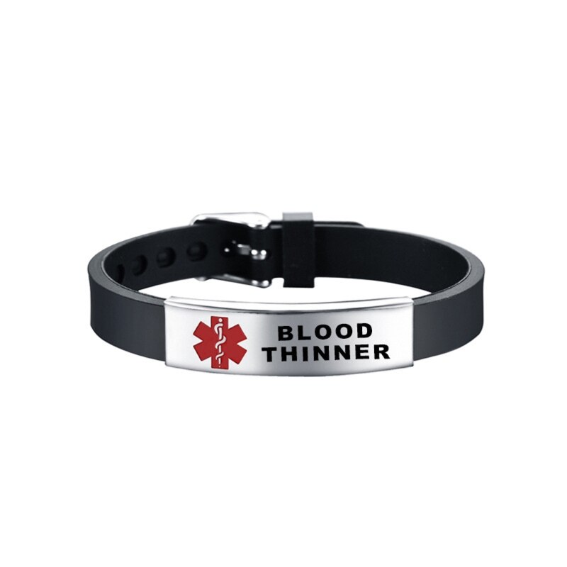 Pulsera de silicona con alerta médica para hombre y mujer, brazalete de silicona ajustable para Diabetes tipo 1, para primeros auxilios de emergencia, Color Rojo: 7