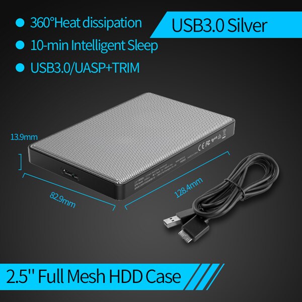 Orico 2.5 Inch Hdd Case Sata Naar Usb 3.0 Ssd Hdd Case 4Tb Harde Schijf Box Externe Hdd behuizing Voor Samsung Seagate: USB3.0 Port Silver