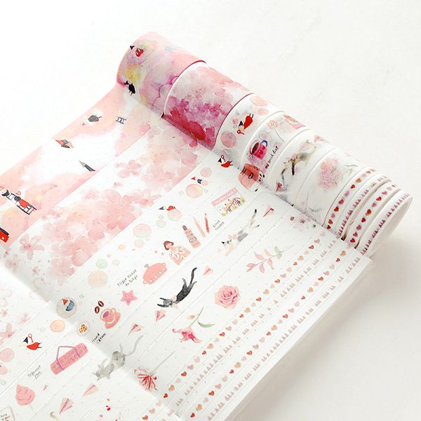 8 Pcs/Set Washi Tape Masking Washitape Wasi Tape De Decoracion Scrapbooking Cute Floral Deco Planner Wide Sakura Decorative: 2