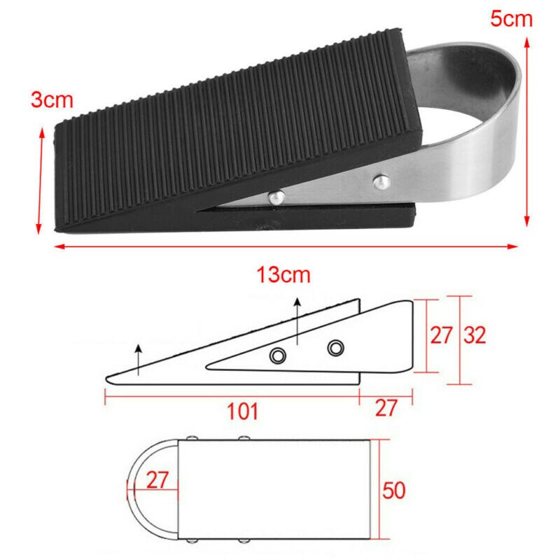 Large Stainless Steel Stoppy Rubber Door Stop Jam Door Wedge & Window Stopper Block Floor Carpet