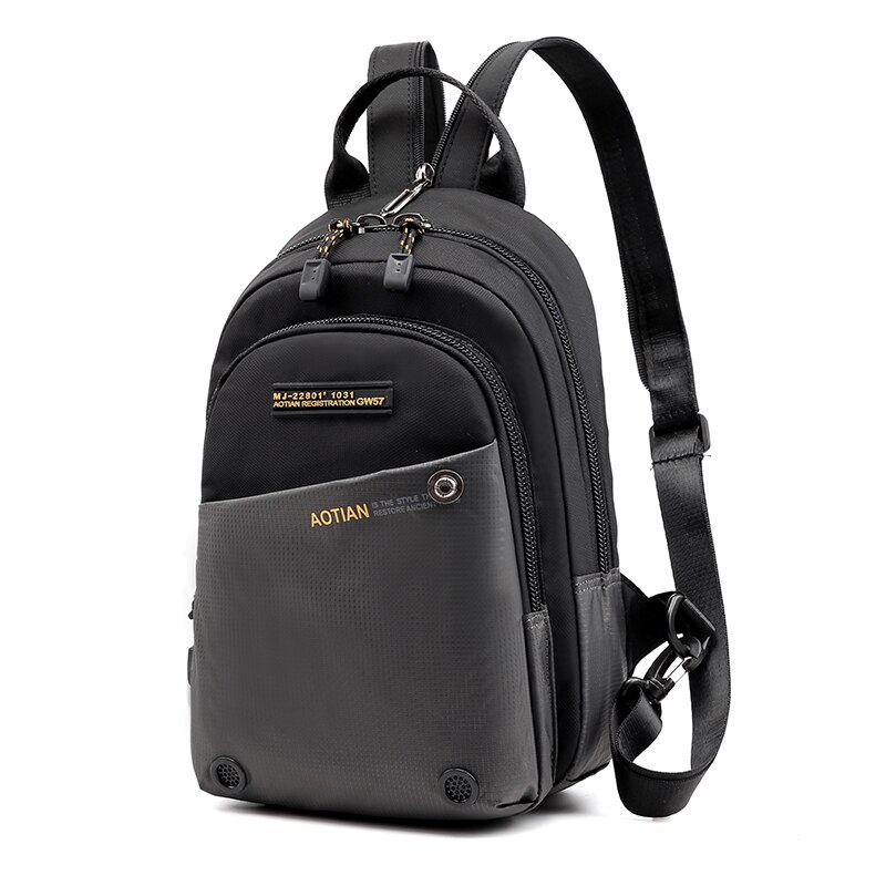 AOTIAN multifonction mâle poitrine sacs à dos hommes sac à dos en plein air voyage sac à bandoulière homme affaires bandoulière sac d'école Mochila: gray