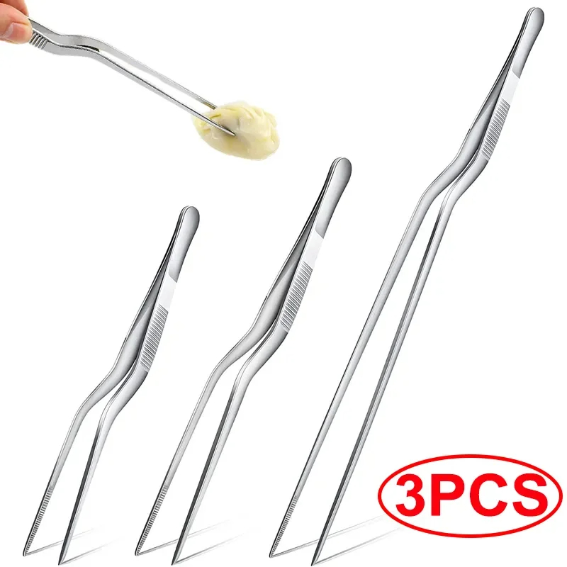 Pince à épiler de cuisine en acier inoxydable, ustensile de barbecue, pince à nourriture, pince de chef de bar, portable pour pique-nique, cuisson, 3 pièces, 1 pièce