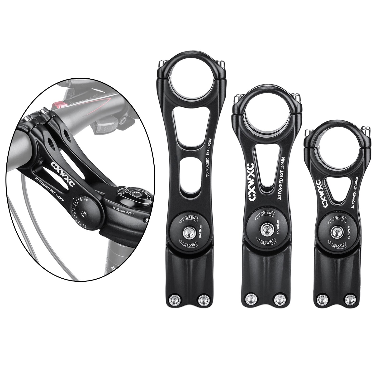 Adjustable MTB Stem for Bike Shorts Handlebar Stem 90/110/145MM Aluminum Alloy Mountain Road Bicycle Cycling Stems Part