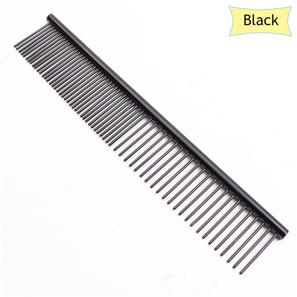 1PC Multicolor Pet Dog Cat Hair Comb Metal Double Row Brush Grooming Hair Steel Comb Beauty Cleaning Supplies: Black