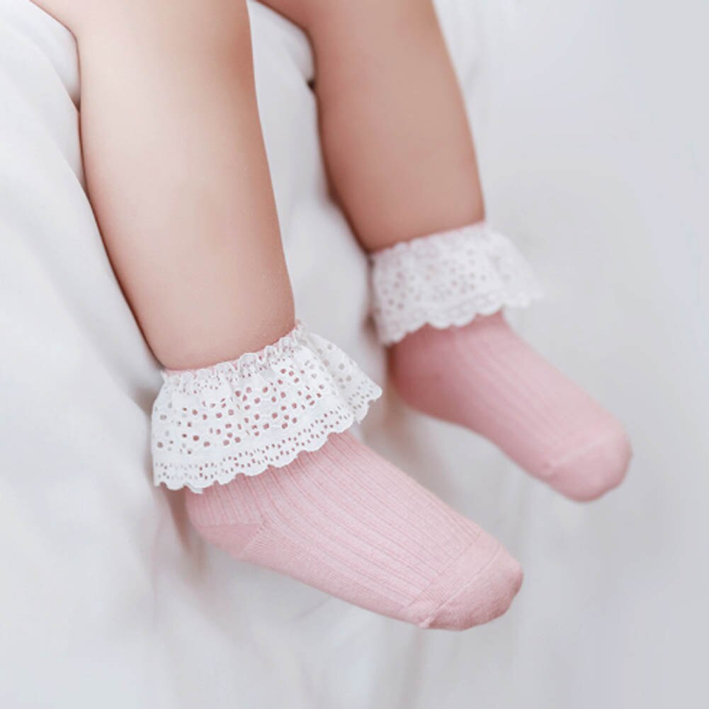 Children Accessories Ankle Fancy Retro Lace Ruffle Frilly Princess Cotton Beauty Socks Solid Rib Socks 6M-5T