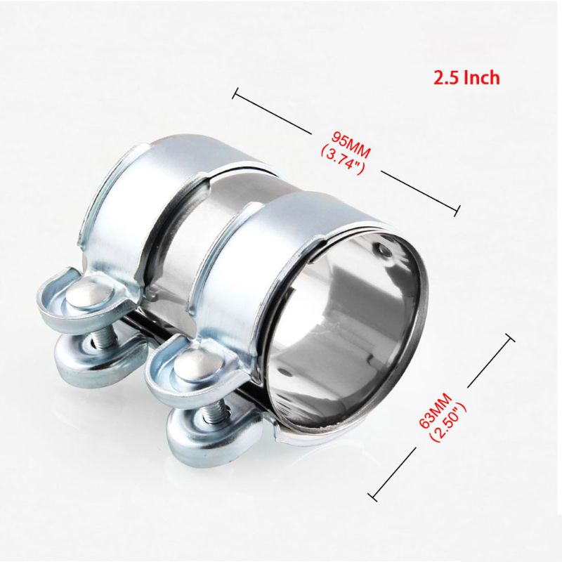 Automotive Universal 2/2.5 Inch Exhaust Band Clamp Stainless Steel Lap Joint for Muffler Catback Pipe Connector Repair