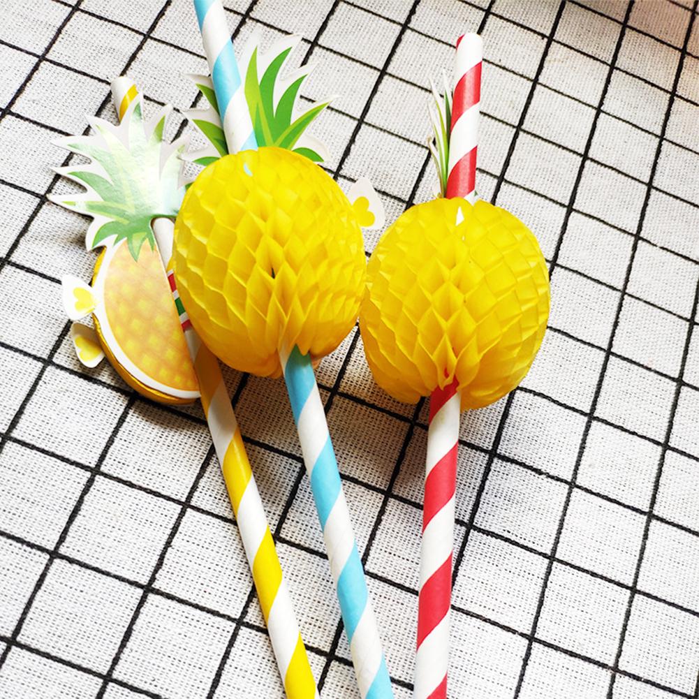 Papier Rietjes Ananas Fruit Creatieve Multicolor Drinken Sap Stro Verjaardagsfeestje Bruiloft Decoratie