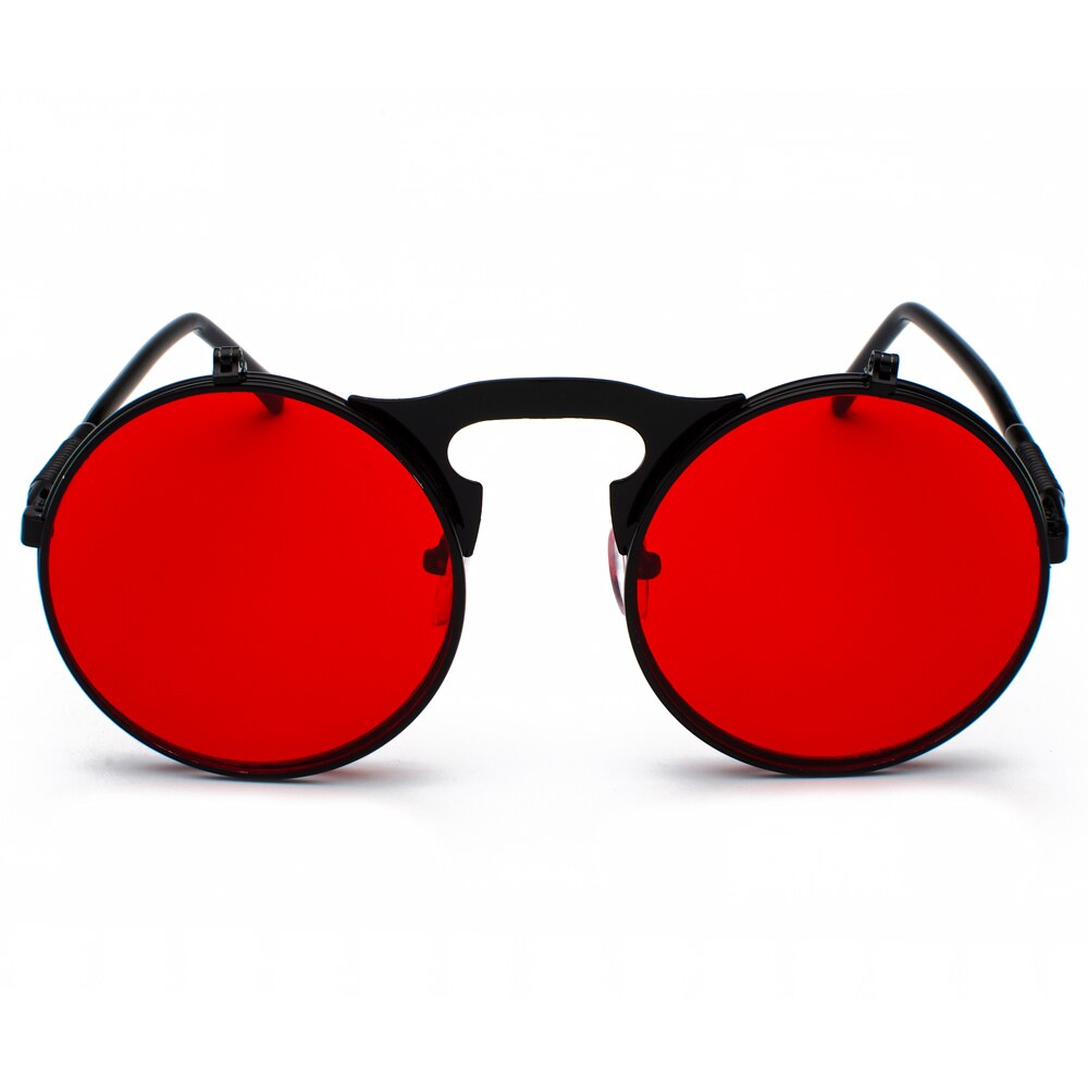 Peekaboo unisex retro steampunk sunglasses flip up green yellow red small round summer style unisex sun glasses men women