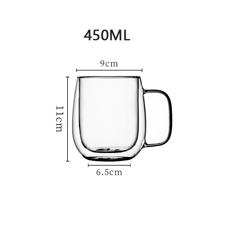 1/2/4pcs Double Wall High Borosilicate Glass Mug Heat Resistant Handle Coffee Milk Juice Water Cup 250/400ml