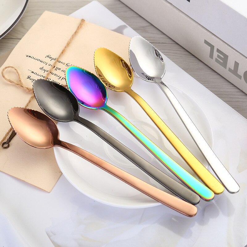 Stainless steel fruit puree spoon baby food supplement scraping mud spoon kids spoon mini spoon
