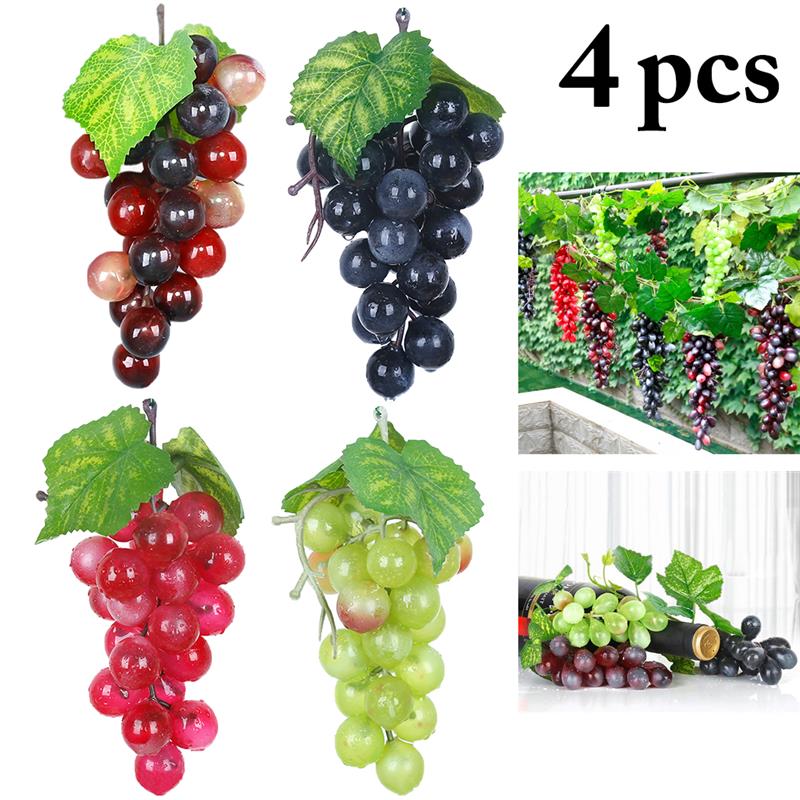 4 Bunches Artificial Grape Realistic 24-Grain Artificial Fruit Photography Prop