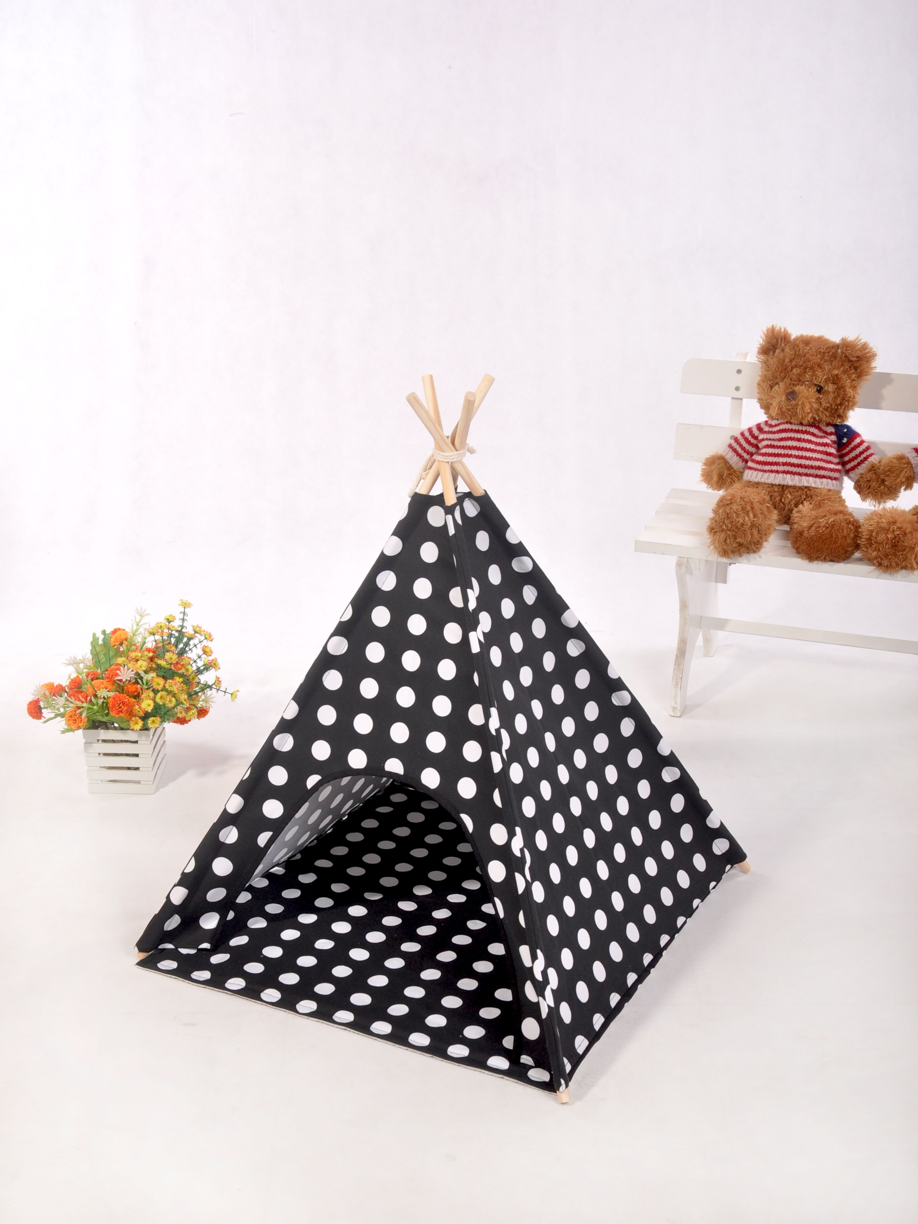 Polka dot Canvas Teepee for Dogs Cat Teepee Tent Tipi Teepee Bed