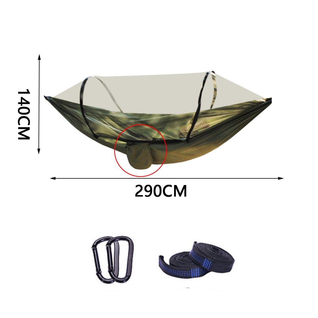 Hangmat Met Anti-Muggen Outdoor Dubbele Nylon Parachute Doek Camping Klamboe Quick Open Hangmat Controle Hangmat Kamp: High Version D