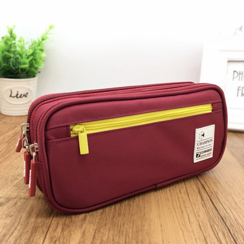 Estojo criativo de zíper, armazenador de lápis, caneta e material escolar fofo de sarja e lona, bolsa de papelaria para meninos e meninas