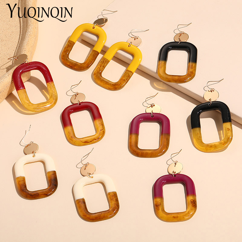 Nueva tendencia, pendientes grandes colgantes para mujer, joyería de , pendientes largos geométricos acrílicos coreanos para mujer, Brincos Retro de verano