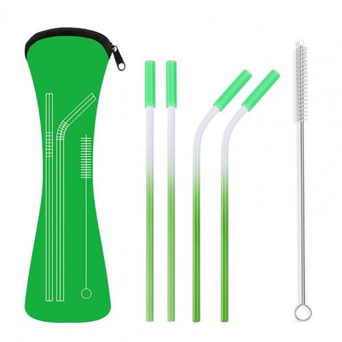 Paille antirouille en acier inoxydable coloré, Kit réutilisable facile à transporter, fournitures de cuisine: Green