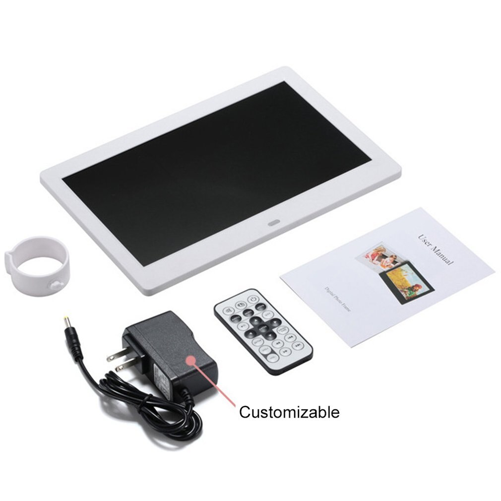 10 inch Screen LED Backlight HD Digital Photo Frame Electronic Album Photo Music Film Full Function Good: White