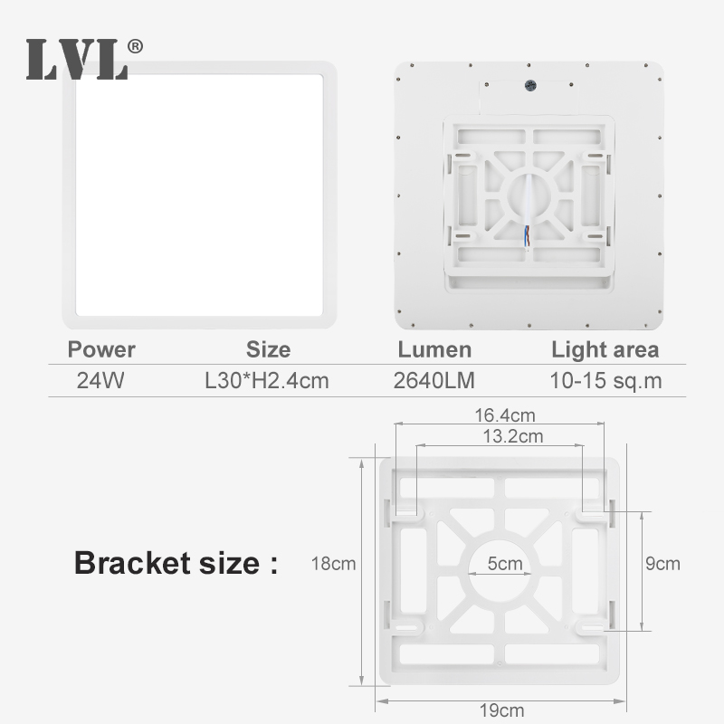 Led Square Panel Light 24W 220V 2800K 4000K 5000K For Living Kitchen Bedroom Bathroom Indoor Home Lighting Panel Lamps