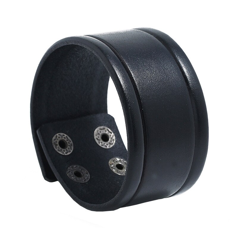 Punk Zwart Bruin Brede Lederen Polsbandjes Manchet Armband Gothic Casual Vrouwen Mannen Biker Eenvoudige Charme Bangle Vintage Sieraden