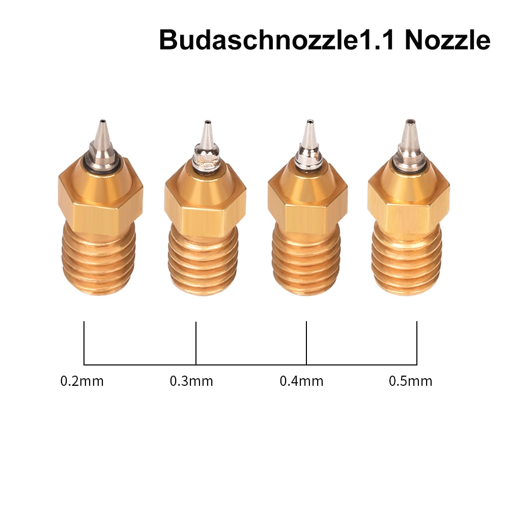 Budaschnozzle1.1 Messing Nozzle Airbrush 0.2/0.3/0.4/0.5 Mm 1.75 Mm 3D Printer Onderdelen Voor ender-3 CR-10 V6 J-Head Hotend