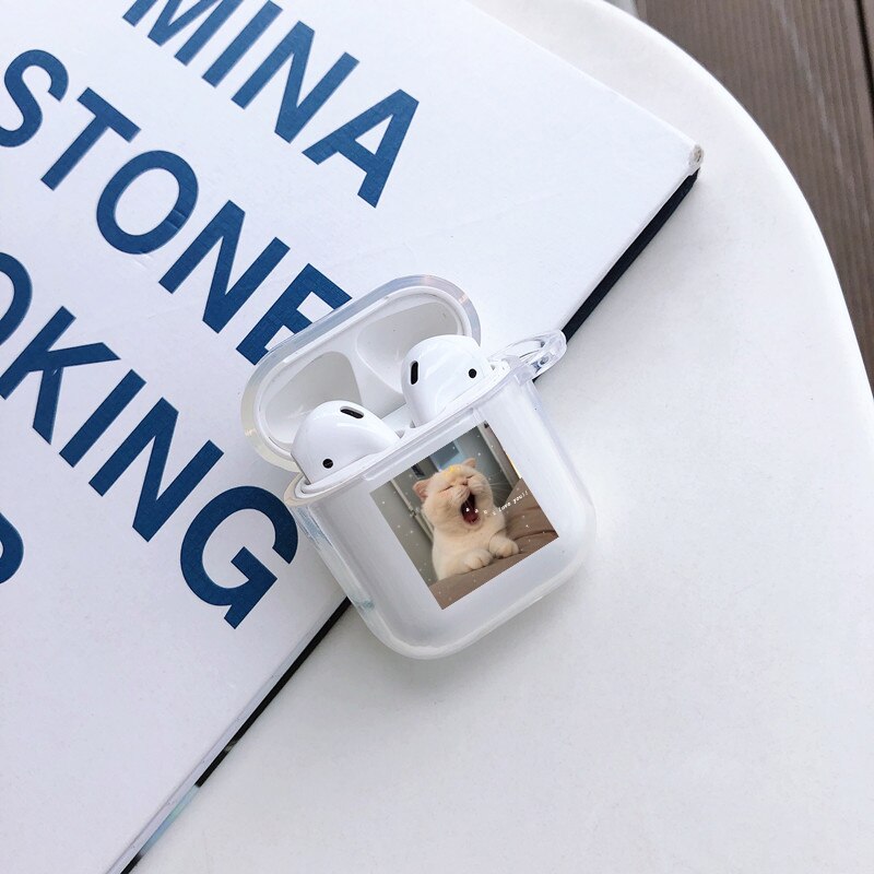 Silicone MEMES case for Apple Airpods 1 2 Case Transparent Soft Cover for Air Pod Dogs meme Case protective Airpods Cover Fundas