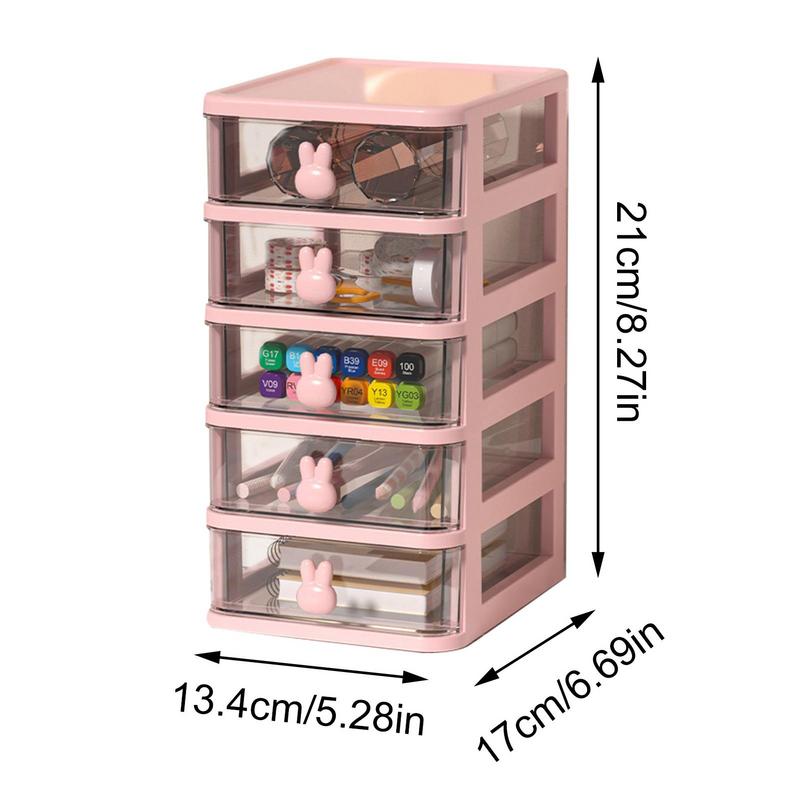 Small Desk Organizer 4 Tier Clear Cosmetic Makeup Organizer Table Organizer With Drawer Desktop Storage Drawers For Arts Crafts