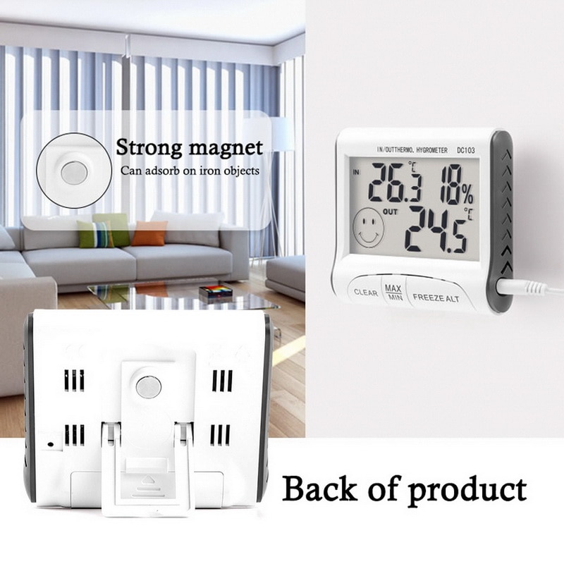 Strong Magnet Digital Humidity Display Hygrometer Thermometer Indoor Outdoor Temperature Humidity Monitor With Probe