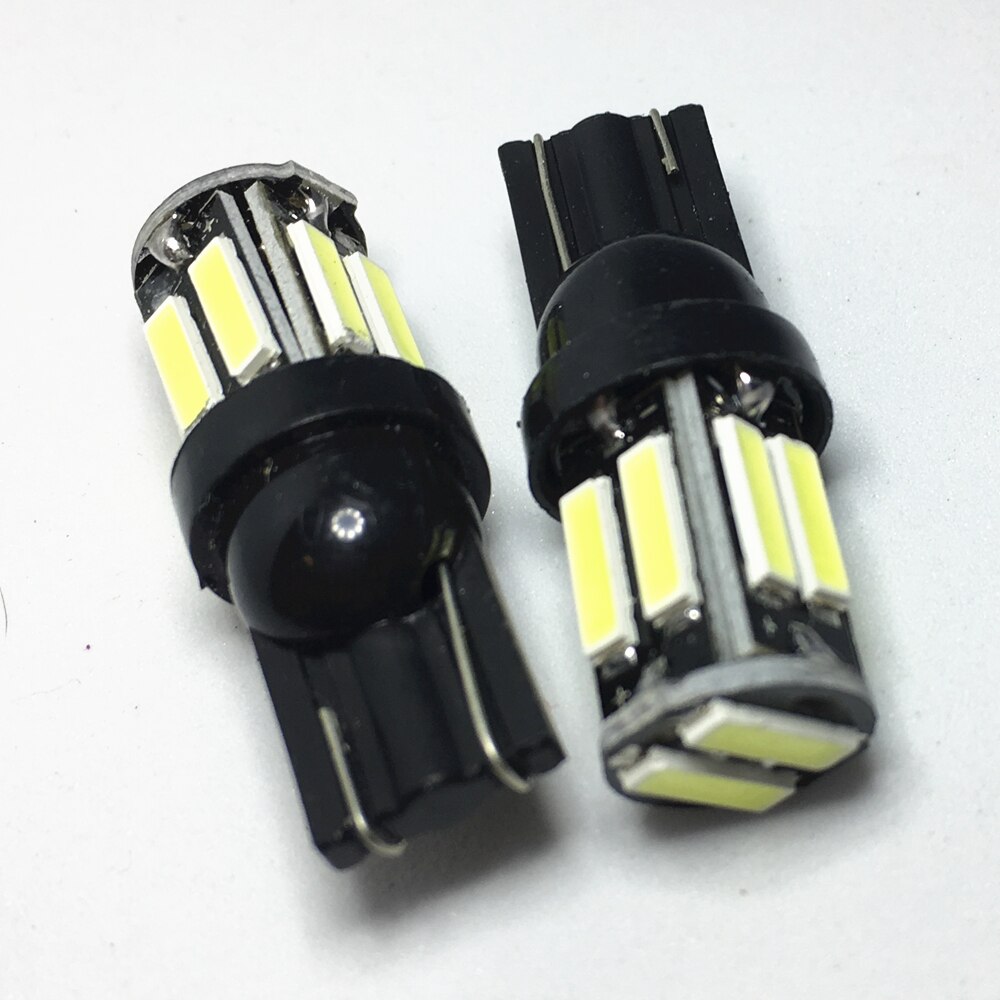 10Pcs W5W 10 7020 SMD Car T10 LED 194 168 Panel Lamp White Bulbs For Clearance Lights Wedge Replacement Reverse Instrument 12V