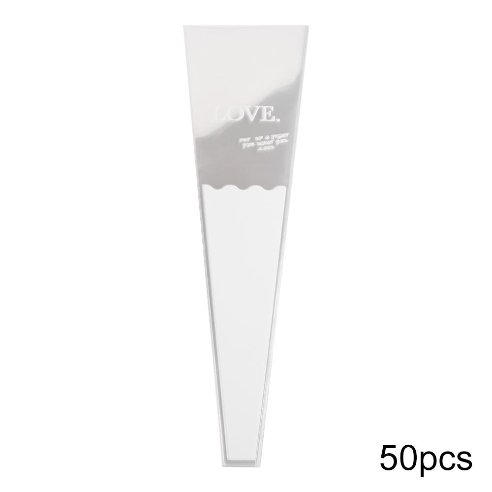 50 stk. gennemsigtig blomsteremballagepose vandtæt plastikpose indpakningspapir pakkeforsyninger buket emballagemateriale: Lysegrå