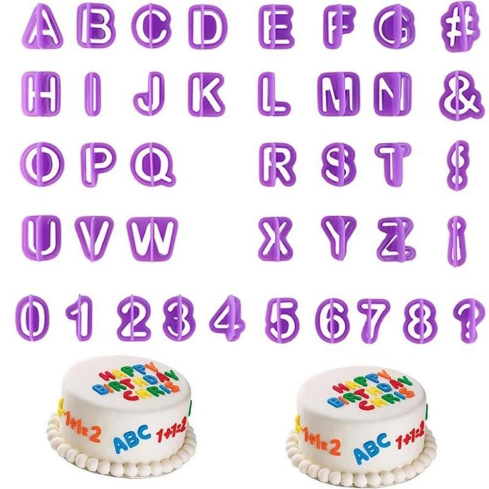 40Pcs Alfabet Cake Mallen Figuur Plastic Brief Fondant Chocolade Cookie Cutter Nummer Koekjes Mal Bakken Decorating Gereedschap