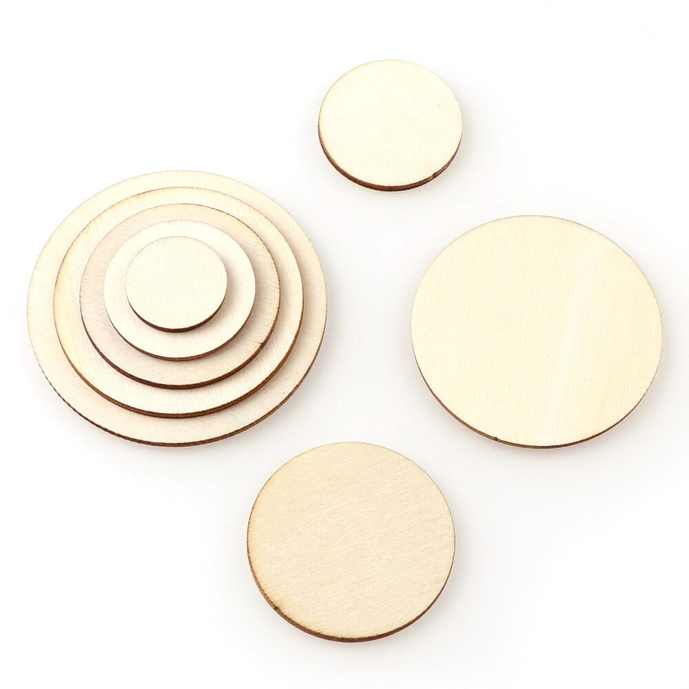 Discos de madera natural para manualidades, Base pulida para manualidades, bricolaje, decoración de pintura de de boda, 30-60mm, 10-50 piezas
