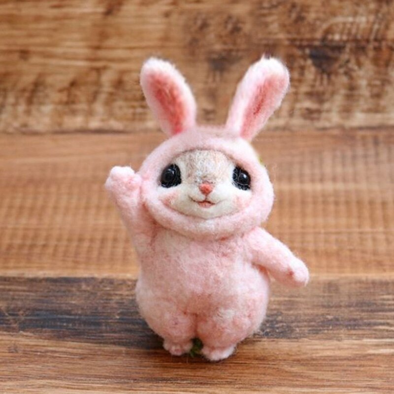 Jiwuo sød kæledyr mus kanin egern uldfiltre legetøj dukke uldpiltemateriale pakke materiale diy filt ikke-færdig: 1