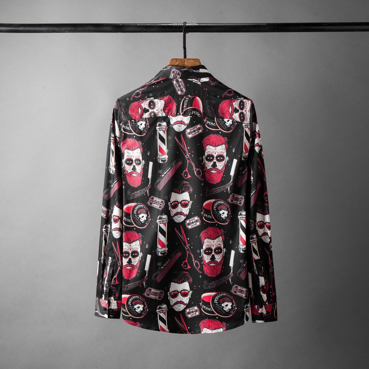 Heren overhemd luxe allover print feest heren overhemden lange mouwen slim fit overhemd heren plus size heren overhemden
